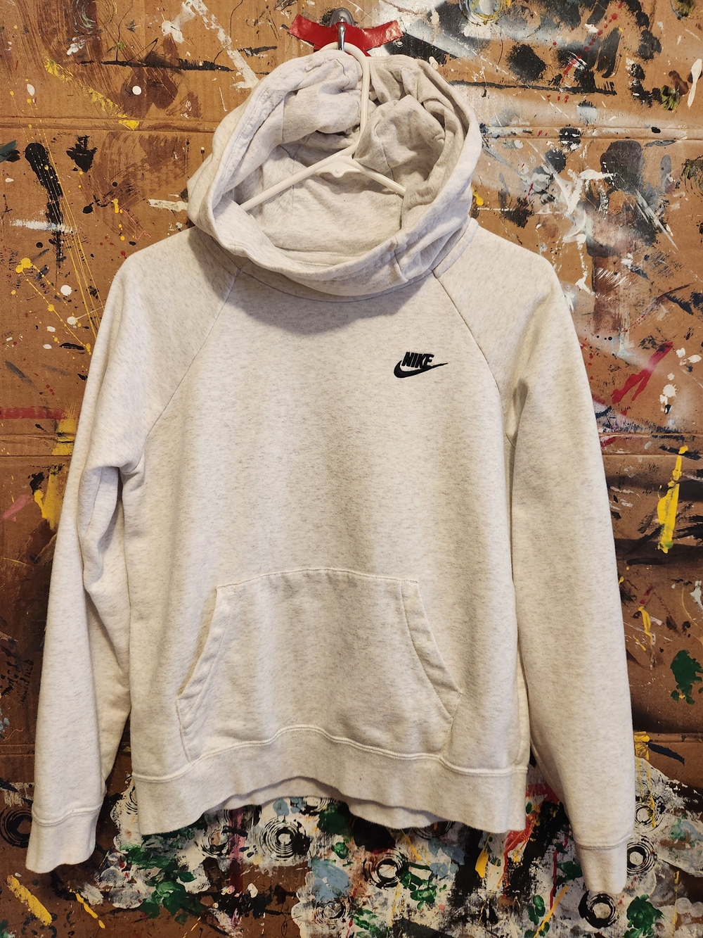 Nike Women’s Heather Light Gray Crewneck Hoodie with Chest Swoosh